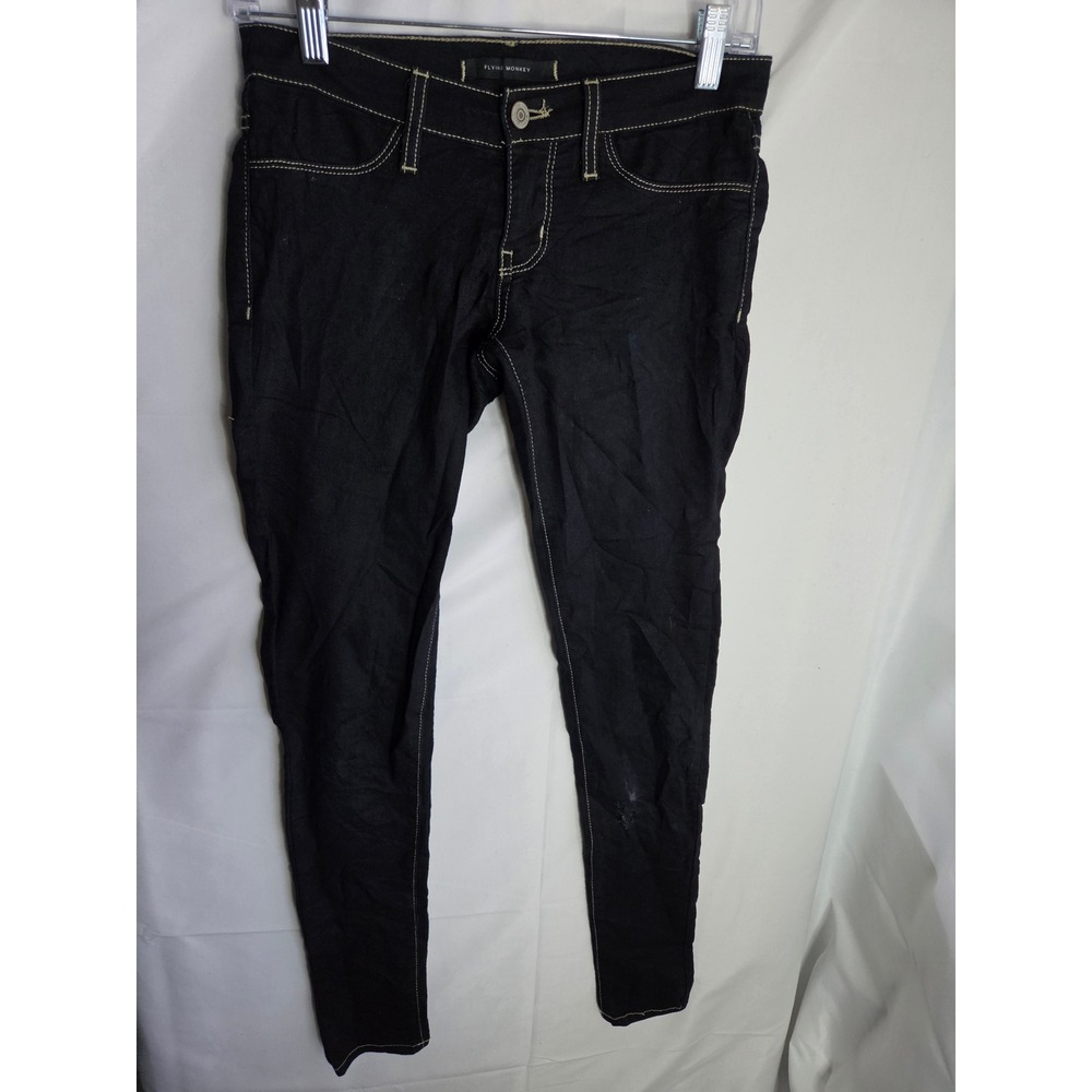 Flying Monkey Womens Skinny Jeans Dark Wash Contrast Stitch
